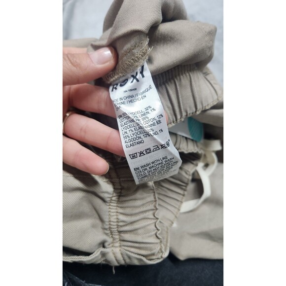 Roxy Women's Medium Beige Sunset View Wide Leg Linen Blend Pants NWT - Picture 5 of 13